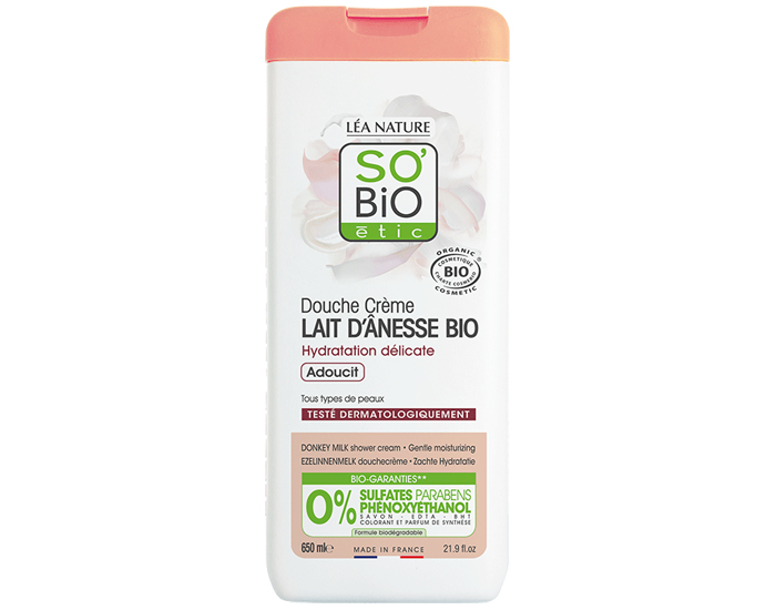 SO'BIO Douche Crme Lait d'Anesse - Hydratation Dlicate - 650 ml