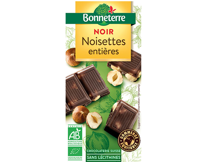 BONNETERRE Chocolat Noir Noisettes Entières - 100 g