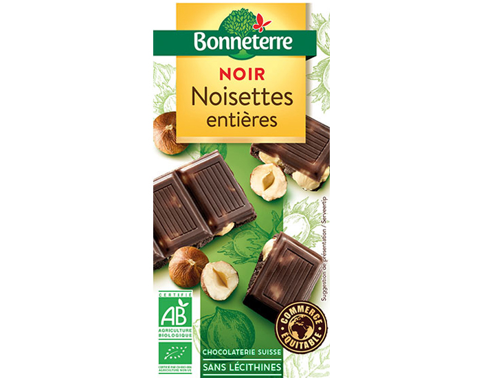 BONNETERRE Chocolat Noir Noisettes Entires - 100 g