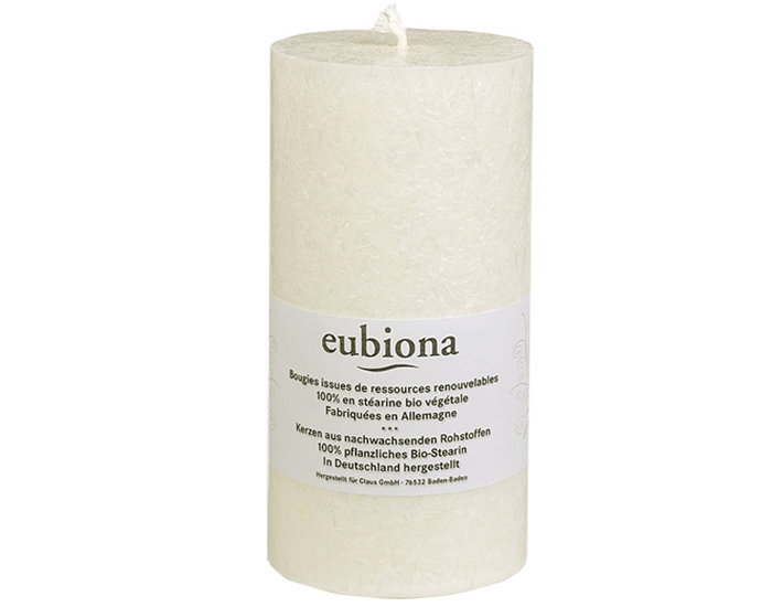 EUBIONA Bougie Cylindrique en Starine - Blanc -74 x 150 mm