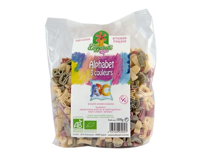 LAZZARETTI P�tes alphabet 3 couleurs 500g bio