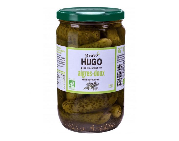 BRAVO HUGO Cornichons Aigres-Doux � l'Aneth - 72cl Bio