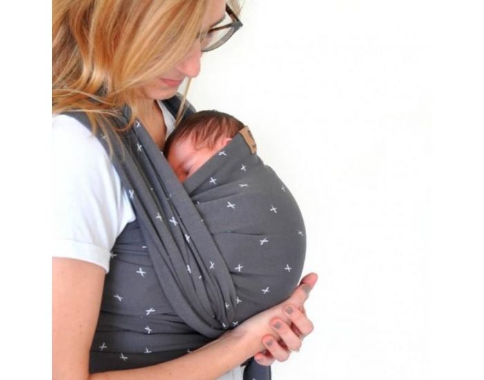 BABY ON EARTH Echarpe de Portage Bio Anthracite & Petites Croix