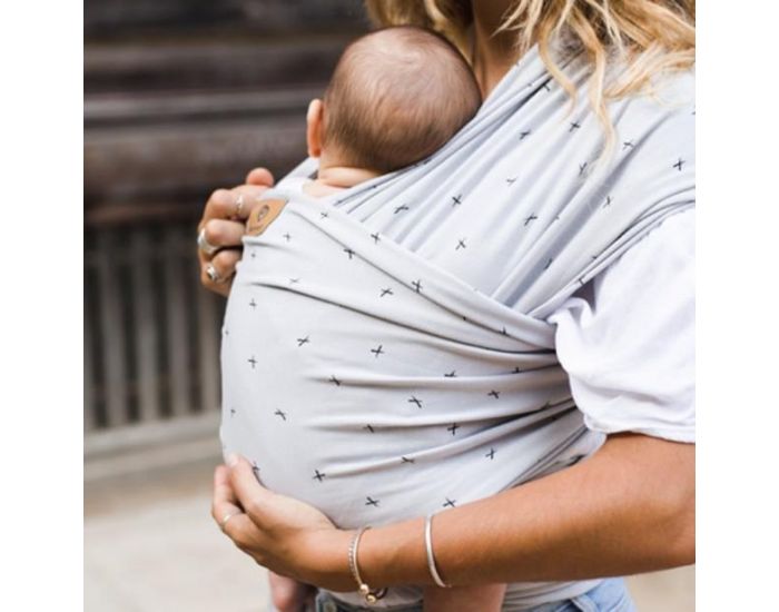 BABY ON EARTH Echarpe de Portage Bio Grise & Petites Croix