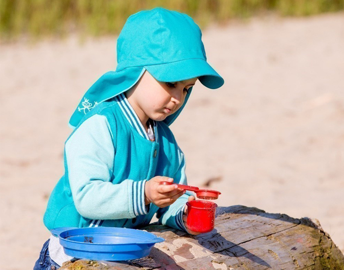 PICKAPOOH Casquette Enfant en Coton Bio Anti UV - Picka Legionar - Vert d'Eau