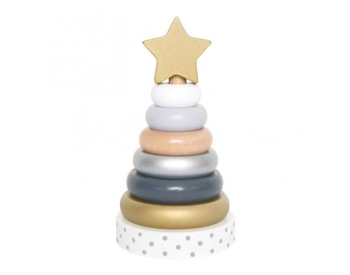 JABADABADO Jouet en Bois Pyramide � Empiler en Or �toile - D�s 12 mois