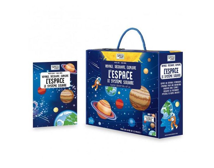 SASSI JUNIOR Puzzle & Livre Voyagez, d�couvrez, explorez, L'Espace, le syst�me solaire - D�s 6 ans