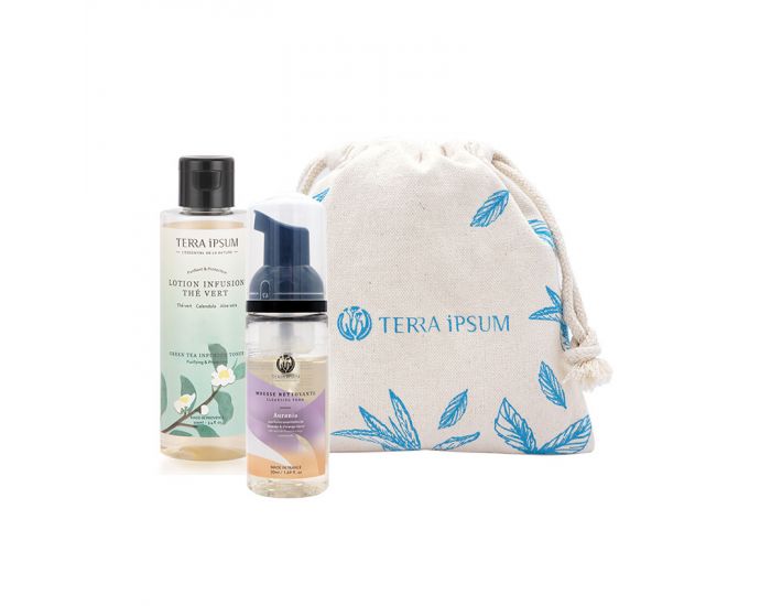 TERRA IPSUM Pochon Rituel De Beaut� - Mousse Nettoyante & Lotion Infusion Th� vert