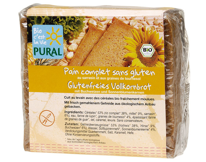PURAL Pain Complet de Riz aux Graines de Tournesol - 375 g