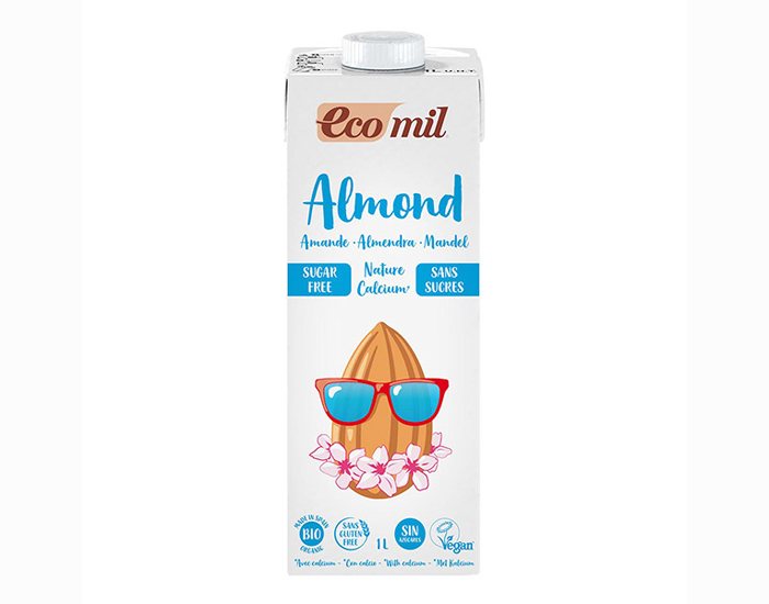 ECOMIL Lait d'Amandes Calcium Bio - Sans Sucres - 1 L