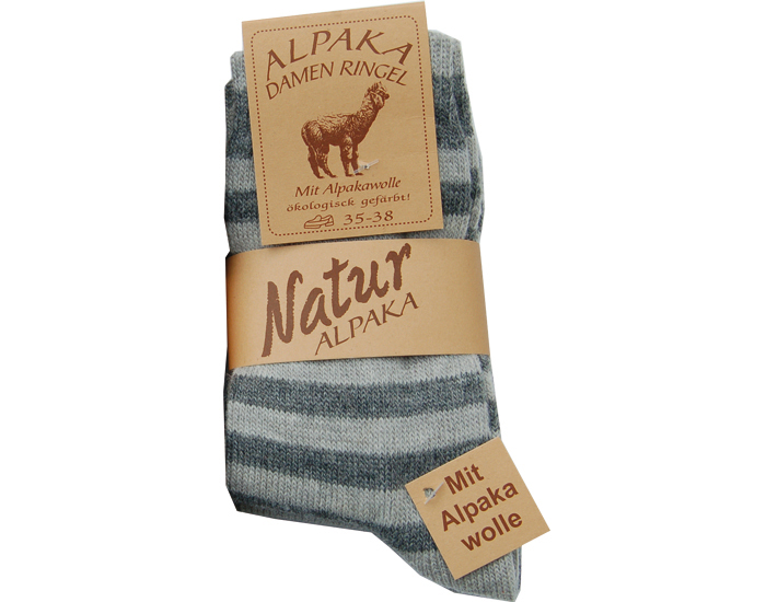 MUM SOX Lot de 2 Paires de Chaussettes Laine Alpaga - Ray�es Gris