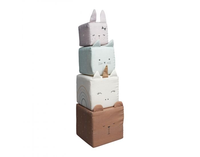 FABELAB Cubes A Empiler Coton Bio - Animaux - D�s 18 mois