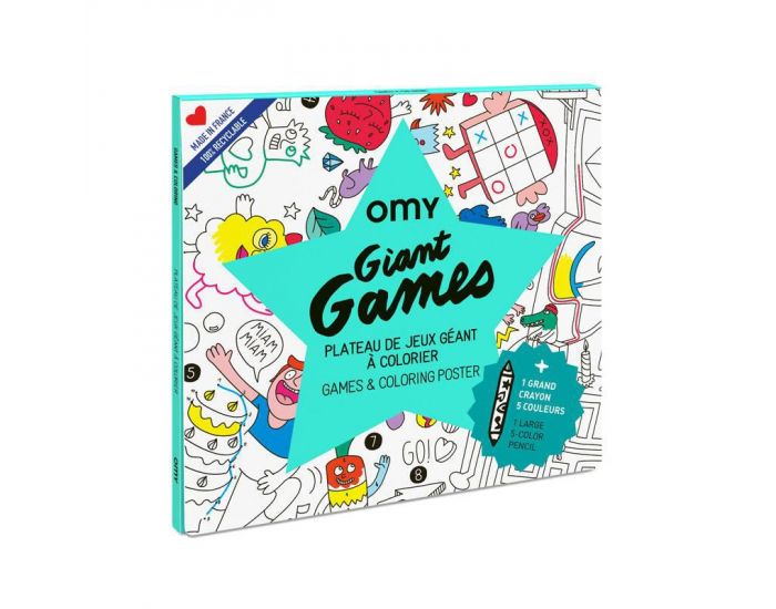 OMY Poster A Colorier - Giant Games + 1 Crayon - Omy - Dès 3 ans