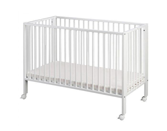 TISSI Lit pour Enfant - � Barreaux Pliable - 60x120 cm - avec Matelas - Bois Naturel