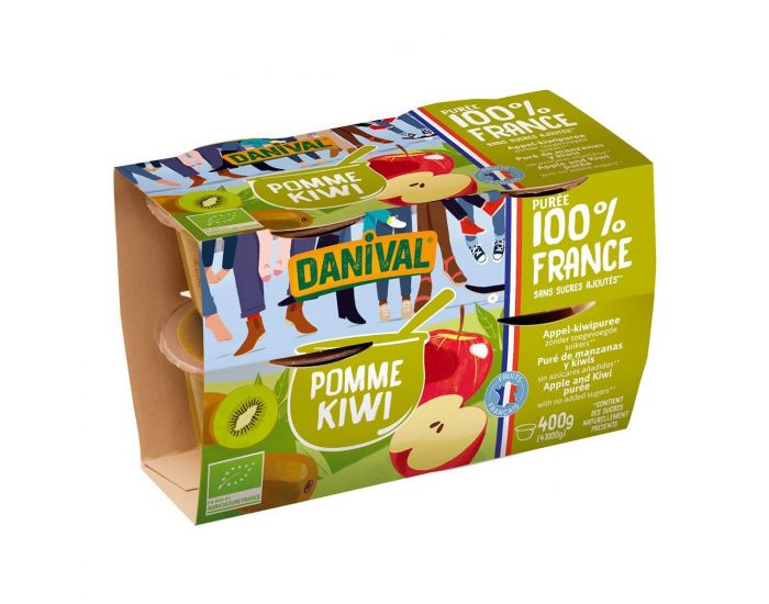DANIVAL Pure 100% fruits pomme-kiwi 4x100g bio