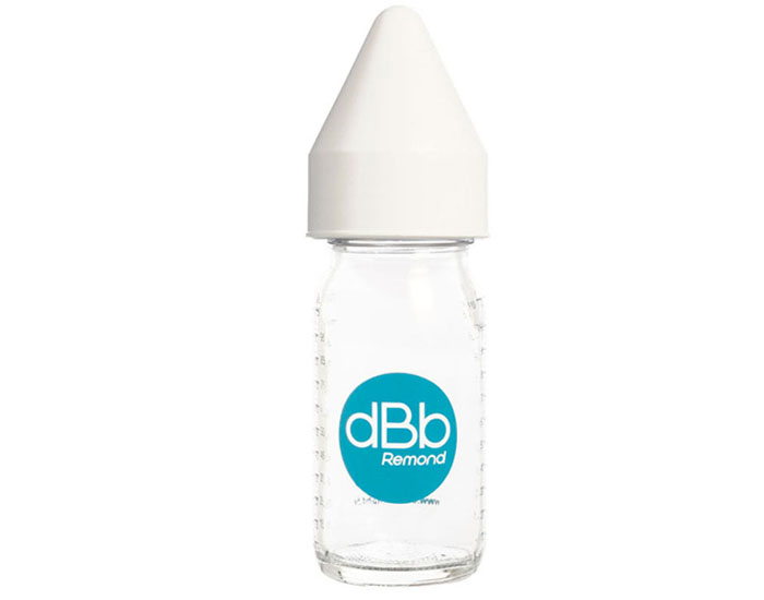 DBB REMOND Biberon en Verre 110 ml - Ttine Caoutchouc Blanc