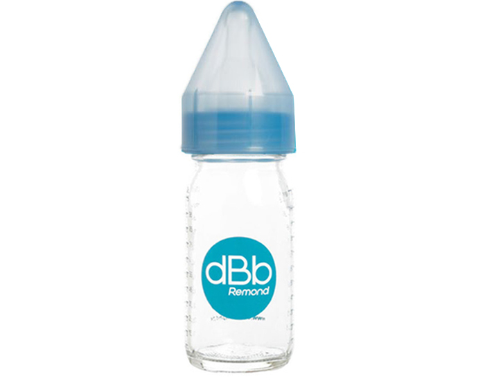 DBB REMOND Biberon en Verre Rgul'air 110 ml - Ttine Silicone Bleu