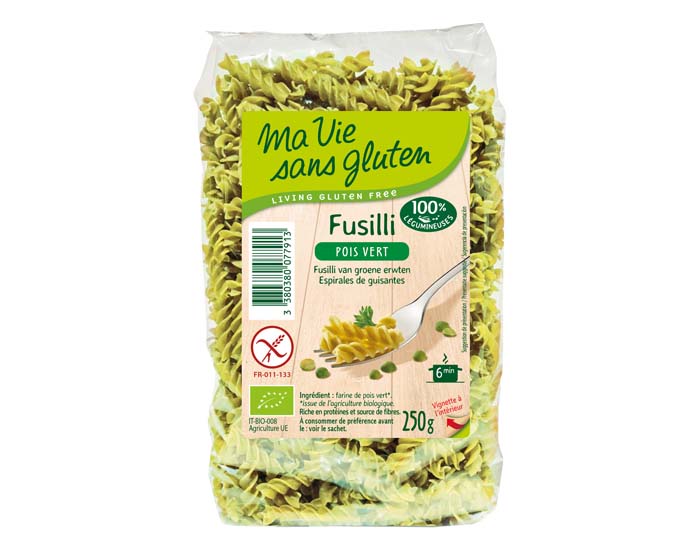 MA VIE SANS GLUTEN Fusilli Pois Vert - 250 g