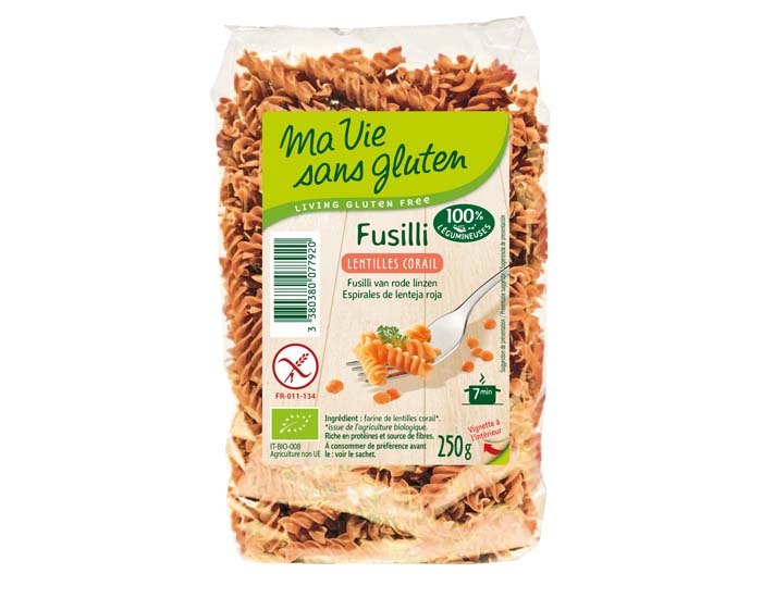 MA VIE SANS GLUTEN Fusilli Lentille Corail - 250 g