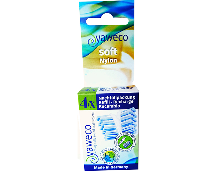 YAWECO 4 Recharges pour Brosse à Dents Nylon - Soft
