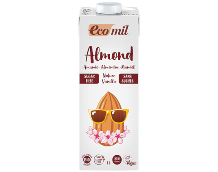ECOMIL Lait Amande Vanille Bio Nature - Sans Sucres - 1 L