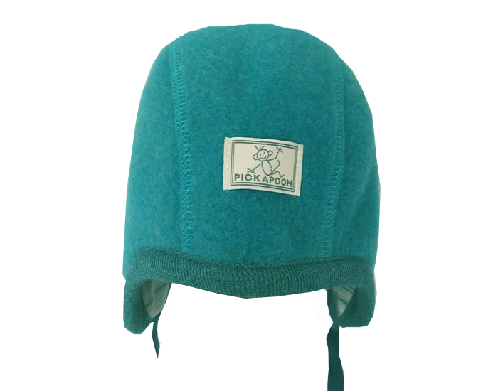 PICKAPOOH Bonnet Bb Rversible Polaire de Laine Luc - Vert d'Eau et Multicolore