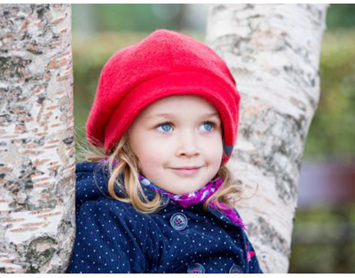 PICKAPOOH Bonnet Enfant Pure Laine Vierge - Britt - Rouge