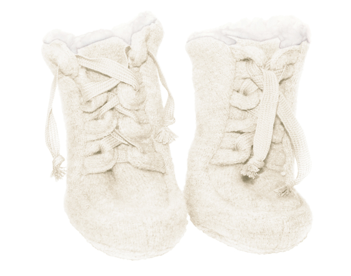 PICKAPOOH Bottines B�b� en Laine Fourr�es � Lacets - Ecru