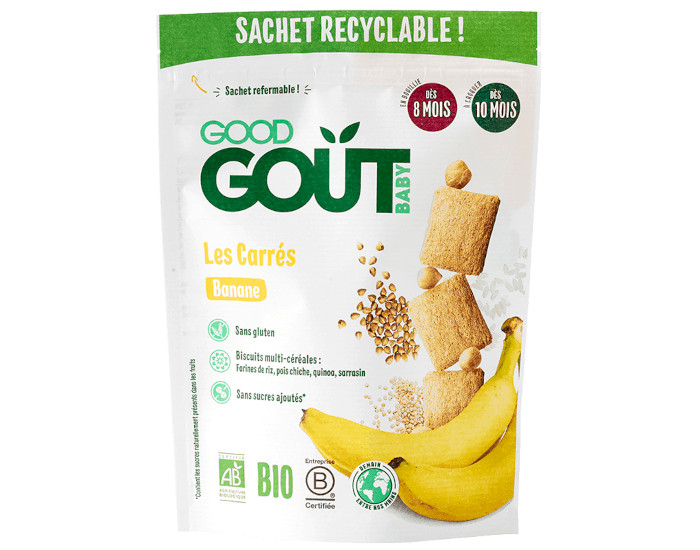 GOOD GOUT Biscuits Carrés Banane - 50 g - Dès 8 mois