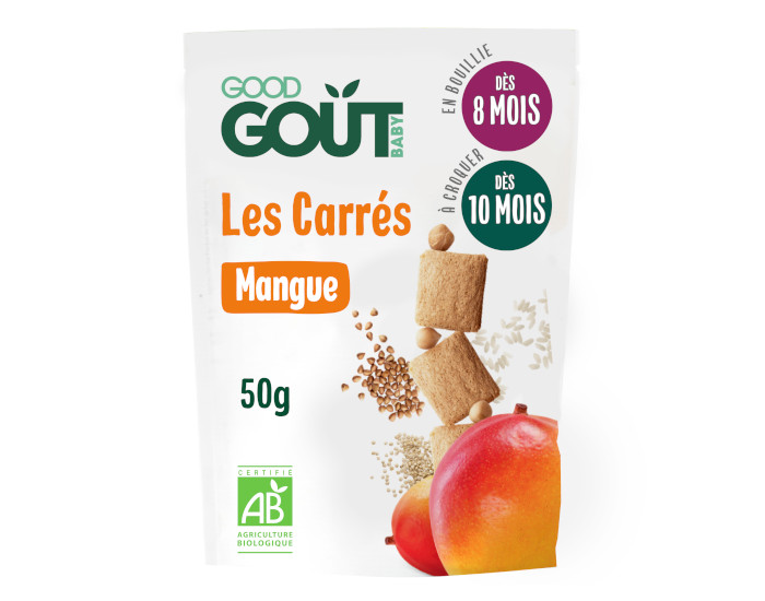 GOOD GOUT Biscuits Carrés Mangue - 50 g - Dès 8 mois