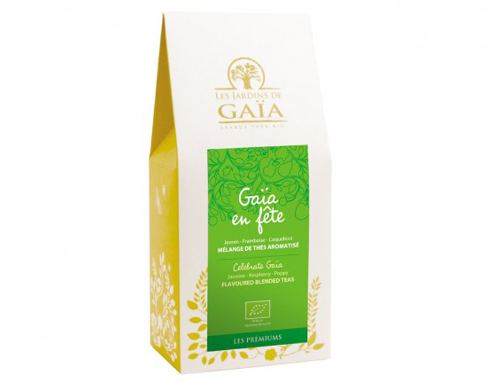 LES JARDINS DE GAA Th Vert et Noir - Gaa en Fte Jasmin Framboise Coquelicot - 100 g