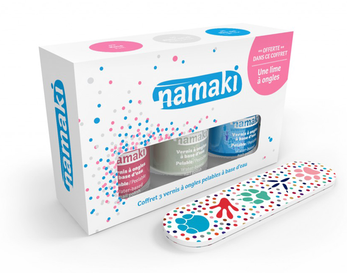 NAMAKI Coffret 3 Vernis Rose - Blanc - Bleu Ciel