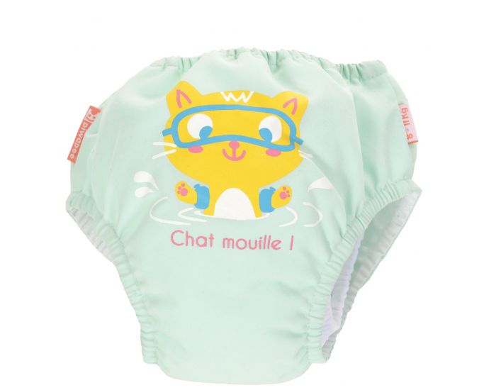 PIWAPEE Maillot avec couche de bain anti fuite - Chaton Vert d'eau