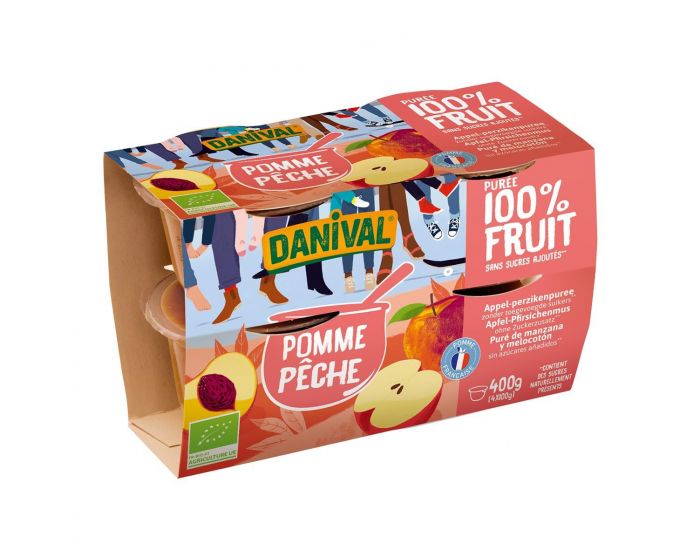 DANIVAL Pure 100% fruits pomme-pche 4x100g bio