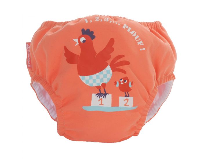 PIWAPEE Maillot Couche Anti Fuite Clipsable Swim + Bebe Nageur - Cocotte Corail