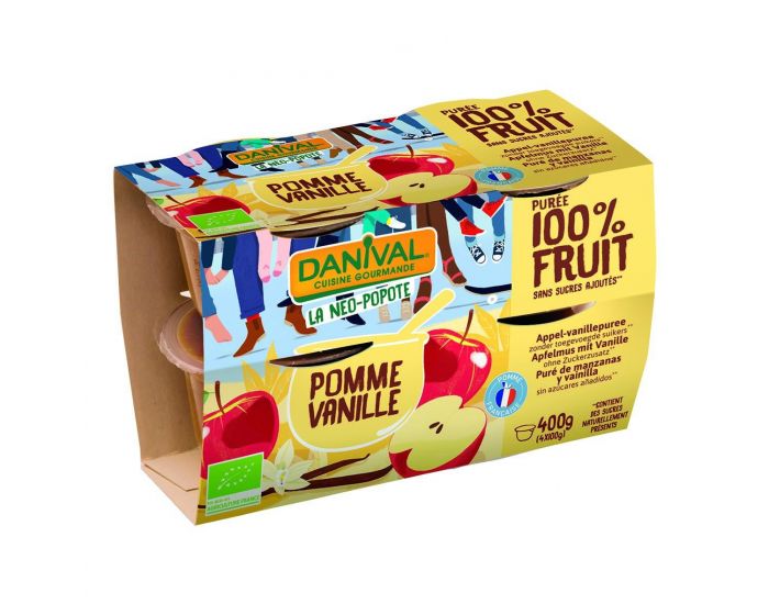 DANIVAL Pure 100% fruits pomme-vanille 4x100g bio