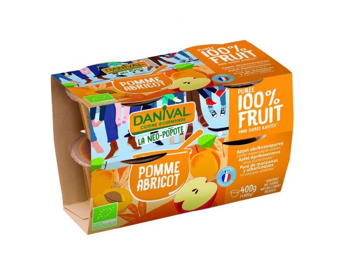 DANIVAL Pure 100% fruits pomme-abricot 4x100g bio