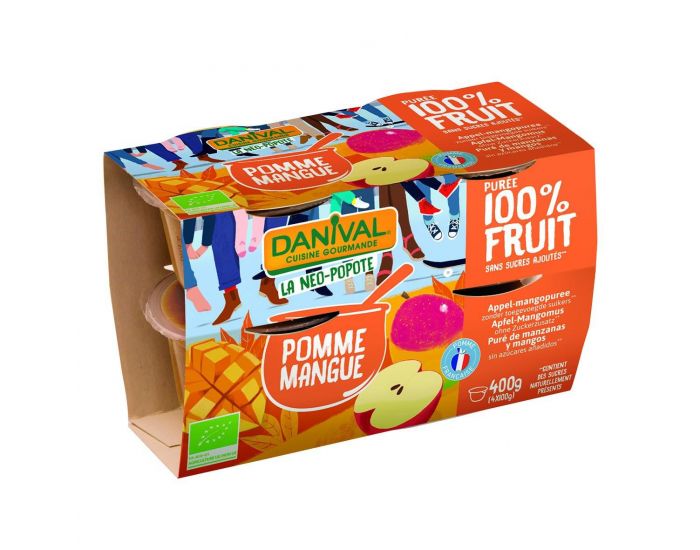 DANIVAL Pure 100% fruits pomme-mangue 4x100g bio
