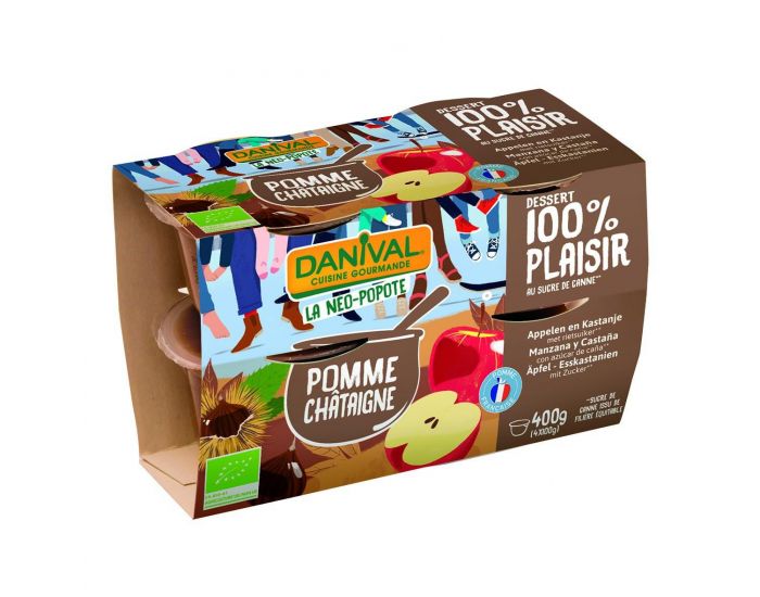 DANIVAL Pure 100% fruits pomme-chtaigne 4x100g bio