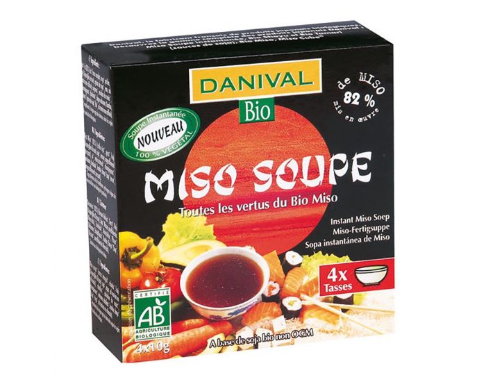 DANIVAL Miso soupe instantan�e 100 % v�g�tale 4x10g