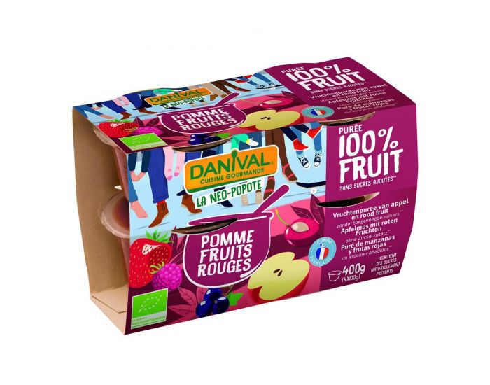 DANIVAL Pure 100% fruits pomme-fruits rouges 4x100g bio