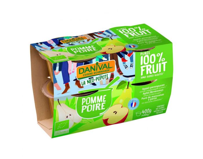 DANIVAL Pure 100% fruits pomme-poire 4x100g bio