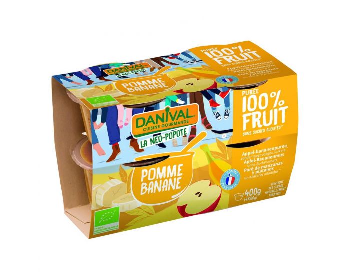 DANIVAL Pure 100% fruits pomme-banane 4x100g bio