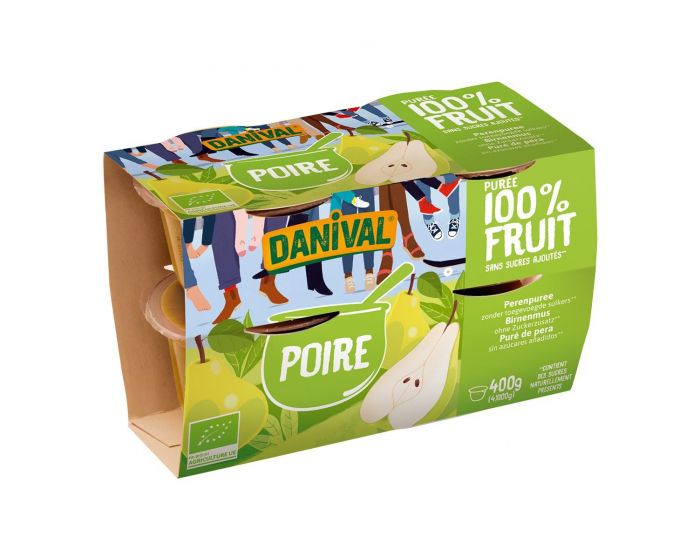 DANIVAL Pure 100% fruits poire 4x100g bio