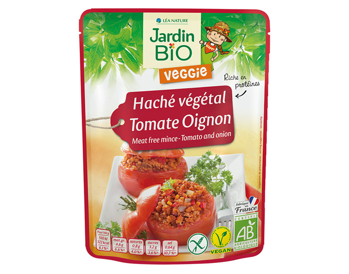 JARDIN BIO Menu Express - H�ch� V�g�tal Tomate Oignon Sans Gluten - 220 g