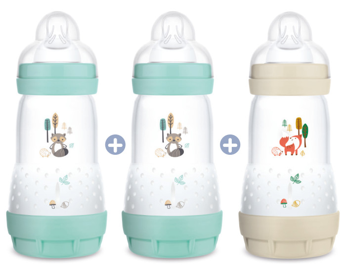 MAM Lot de 3 Biberons Easy Start Anti-Colique - 260 ml Aqua + Lin (Mam Baby) - Image 1