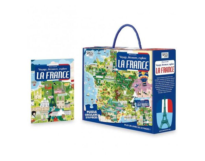 SASSI JUNIOR Puzzle & Livre - Voyagez, D�couvrez, Explorez, La France - D�s 6 Ans