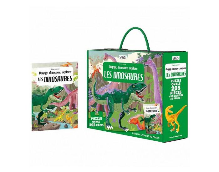 SASSI JUNIOR Puzzle & Livre - Voyagez, Dcouvrez, Explorez, Les Dinosaures - Ds 6 Ans