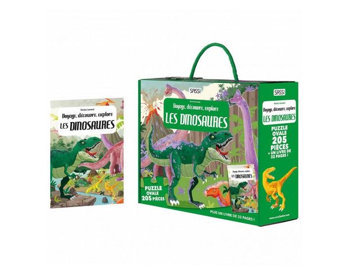 SASSI JUNIOR Puzzle & Livre - Voyagez, D�couvrez, Explorez, Les Dinosaures - D�s 6 Ans