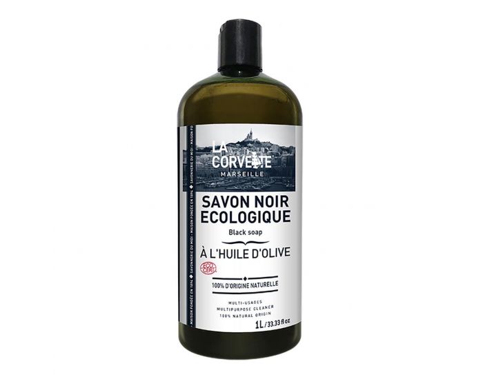 LA CORVETTE Savon Noir  l'Huile d'Olive Liquide Ecocert - 1l